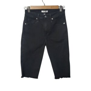 Good American Cut-off Jeans Womens Size 0 Black Skinny Jeans Raw Cut Frayed-hem